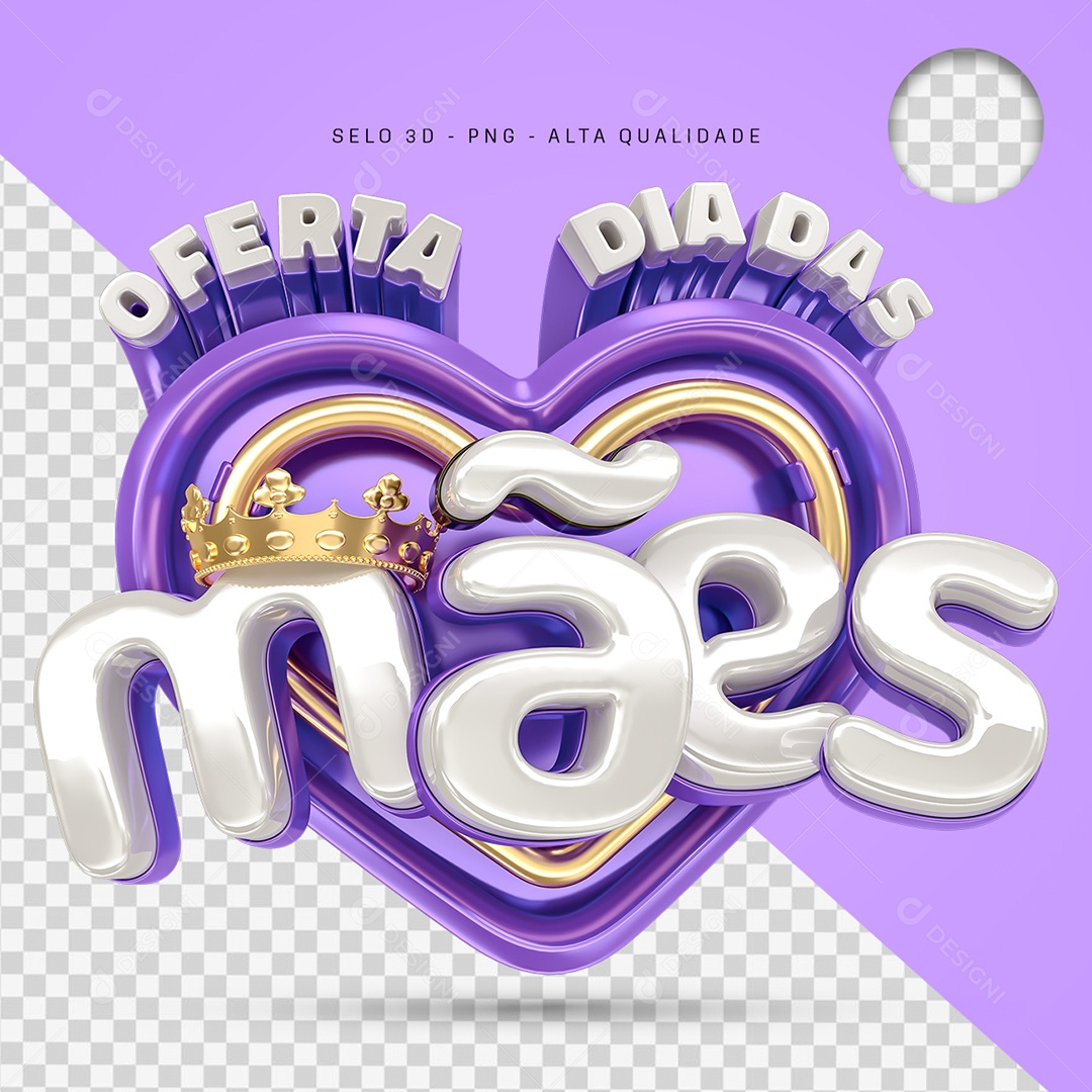 Oferta Dia das Mães Selo 3D para Composição PSD