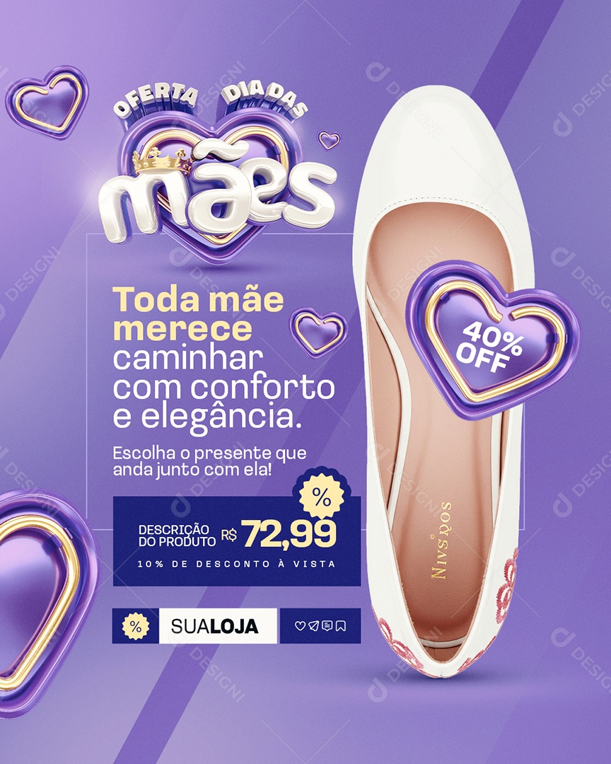 Oferta Dia das Mães Loja Sapatilha Social Media PSD Editável