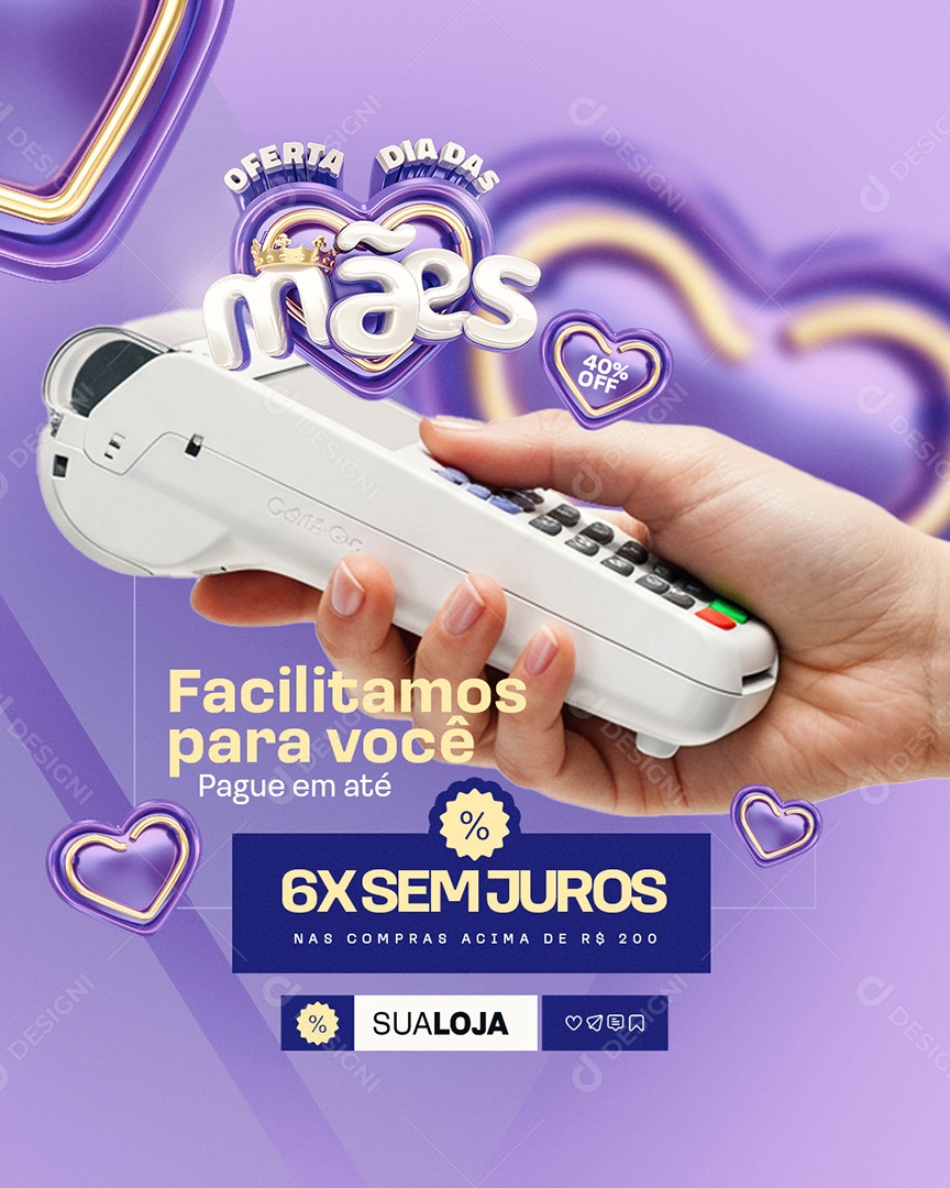 Oferta Dia das Mães Loja Facilitamos Pra Você Social Media PSD Editável
