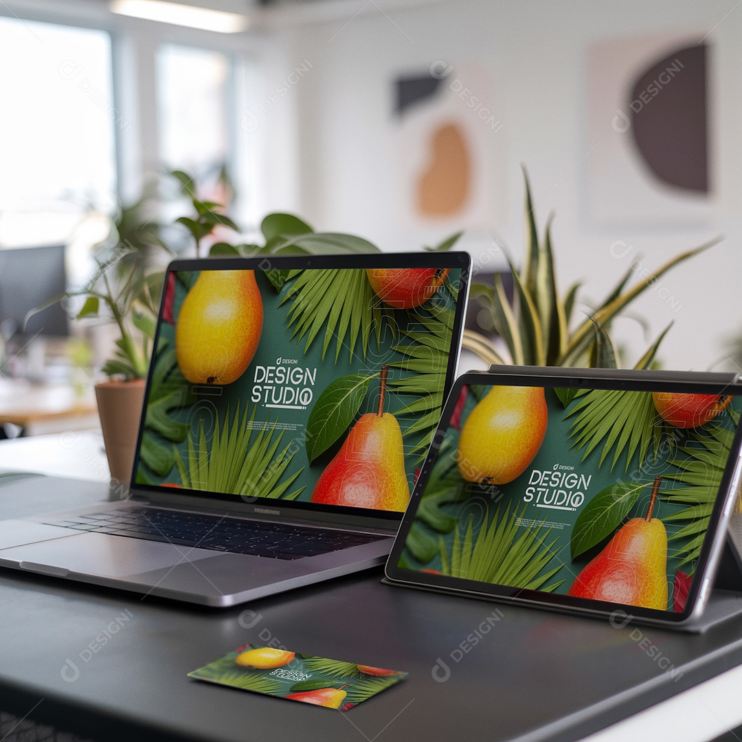 Mockup Branding Responsivo Notebook Tablet PSD Editável