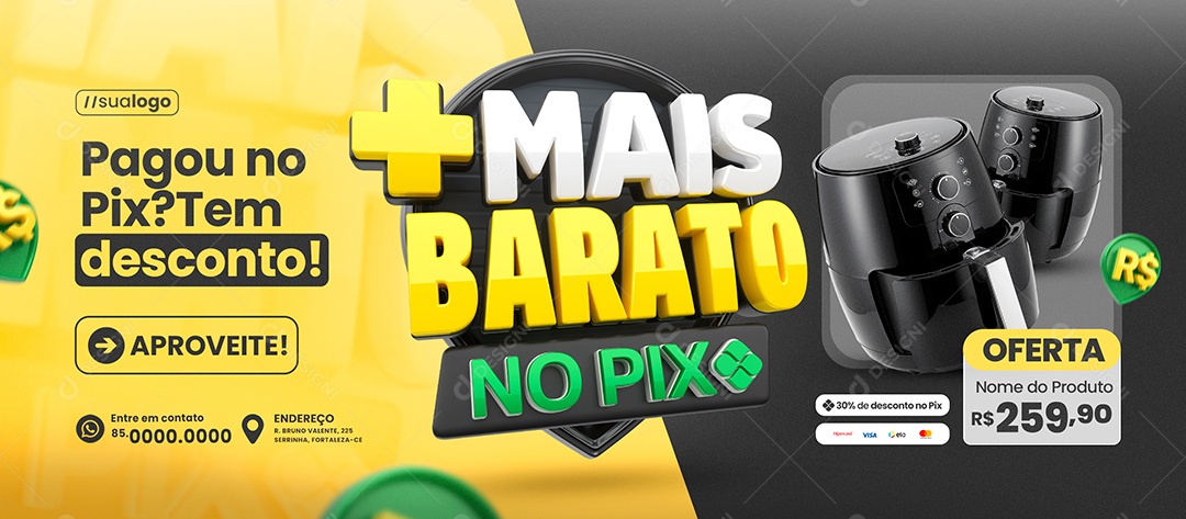 Banner Mais Barato no Pix Loja de Eletrodomésticos Air Flyer Social Media PSD Editável