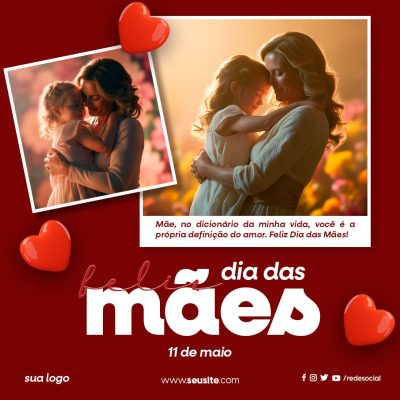 Dia das Mães 11 de Maio Post Feliz Dia das Mães PSD Editável