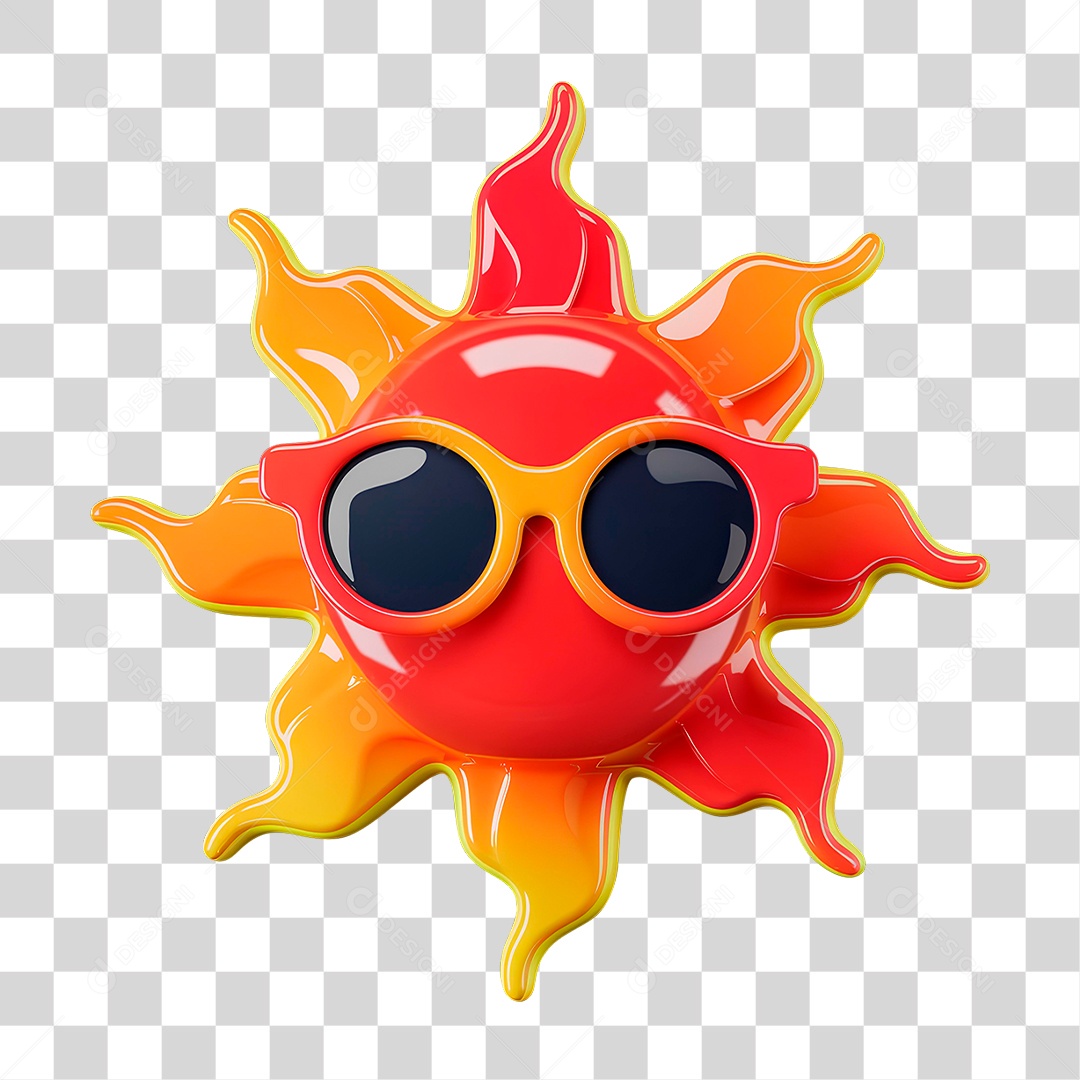 Selo 3D Sol PNG Transparente