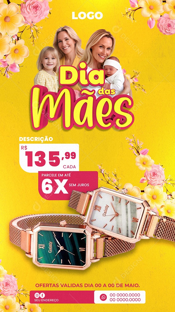 Story Promoção Dia das Mães Social Media PSD Editável