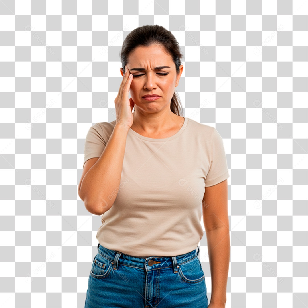Mulher com Dor de Cabeça PNG Transparente