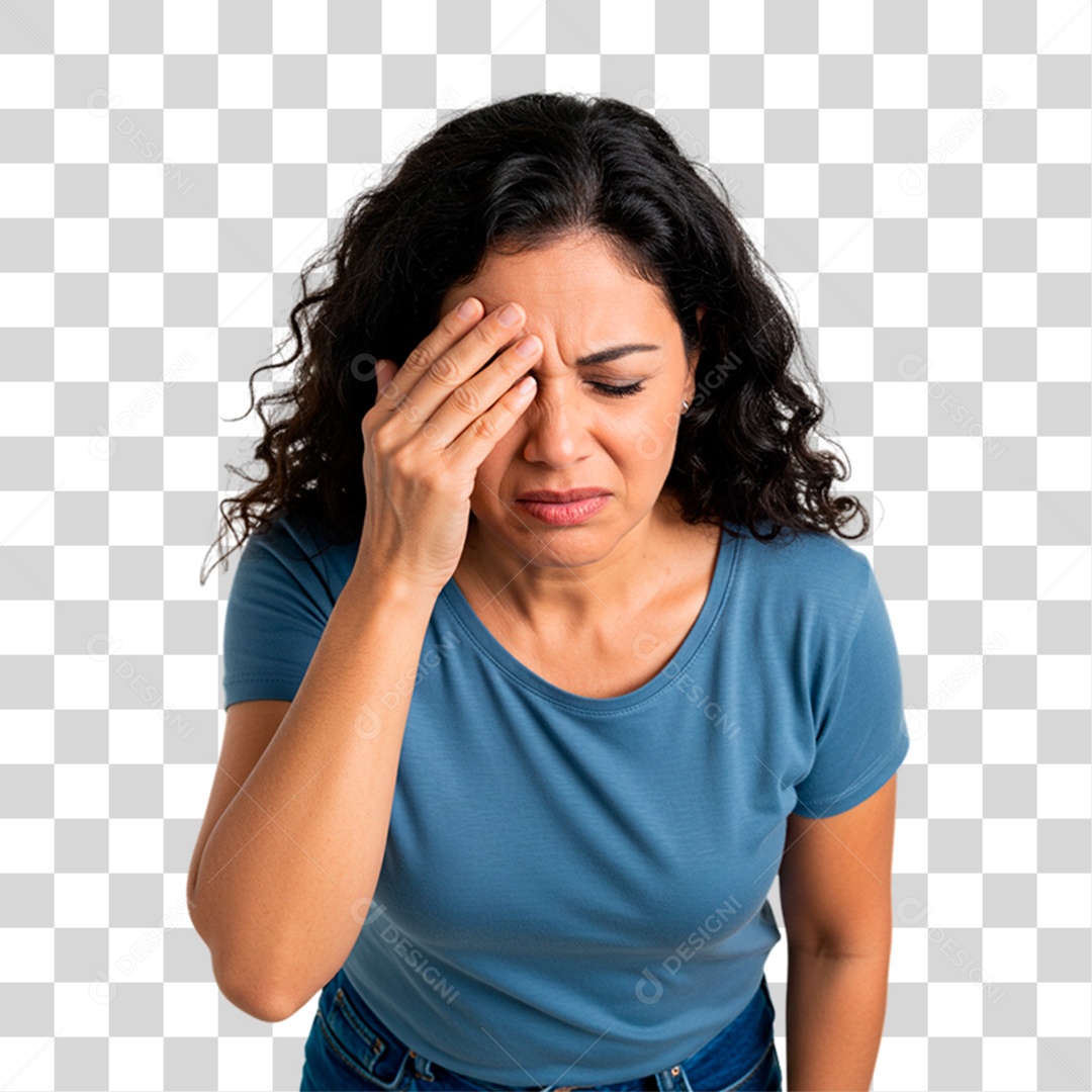 Mulher com Dor de Cabeça PNG Transparente