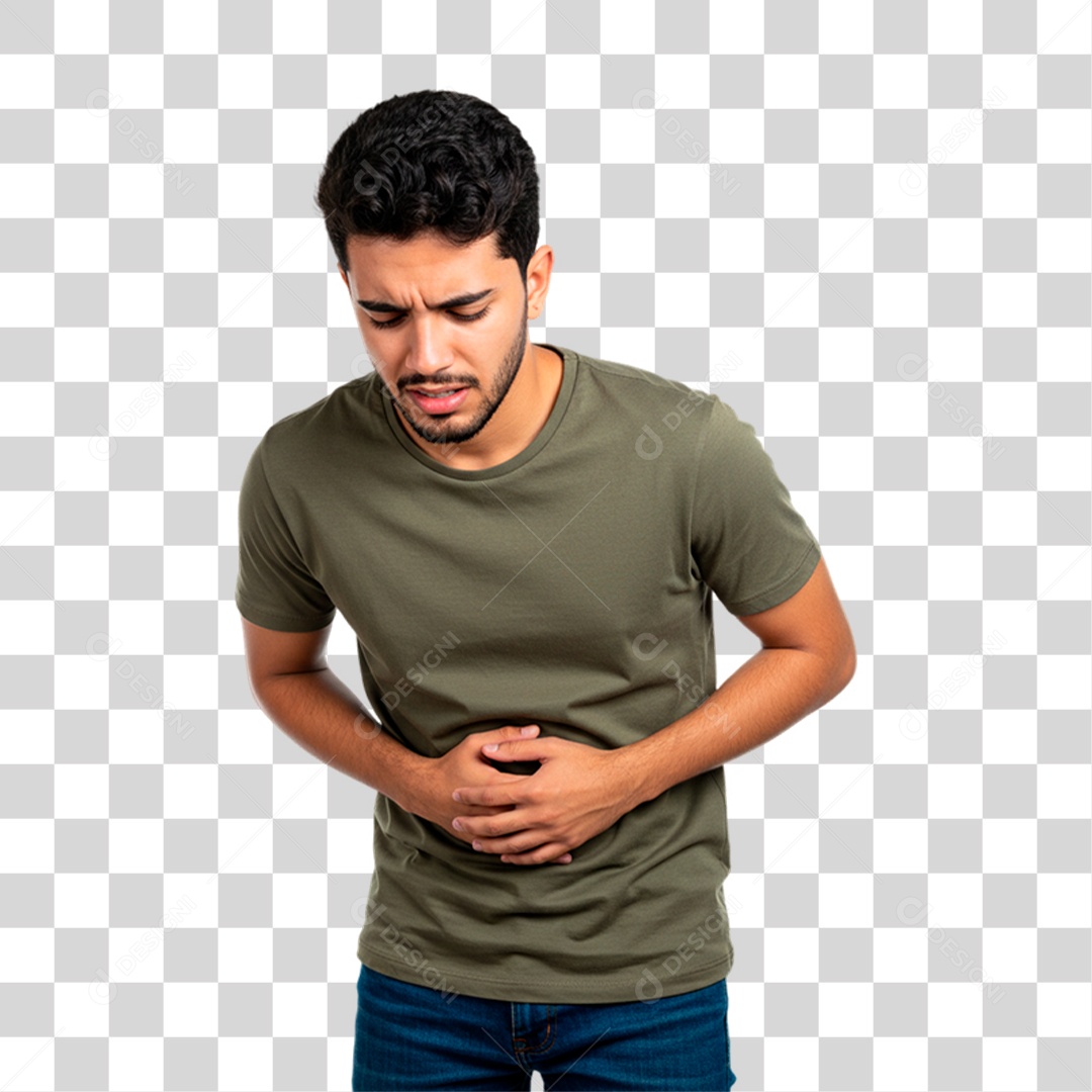 Homem com Dor de Barriga PNG Transparente