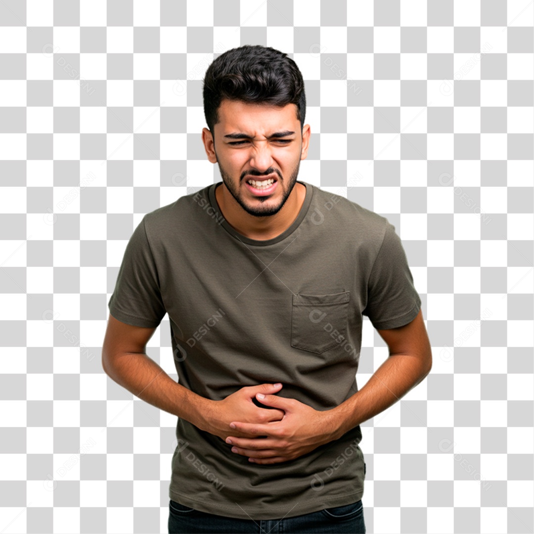 Homem com Dor de Barriga PNG Transparente