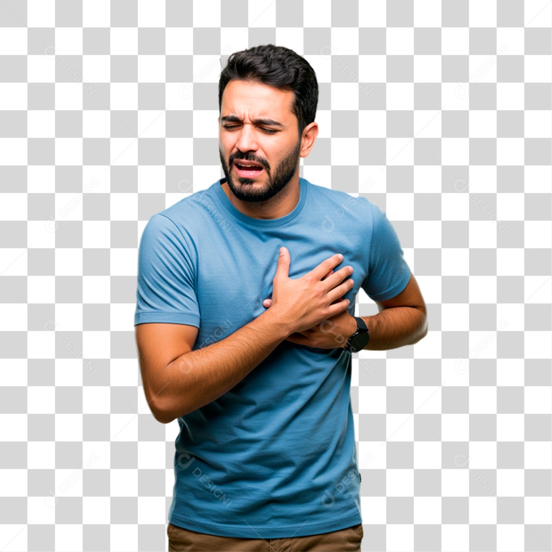 Homem com Dor no Coração PNG Transparente