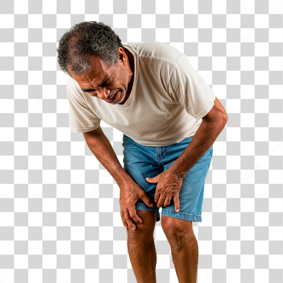Homem com Dor no Joelho PNG Transparente