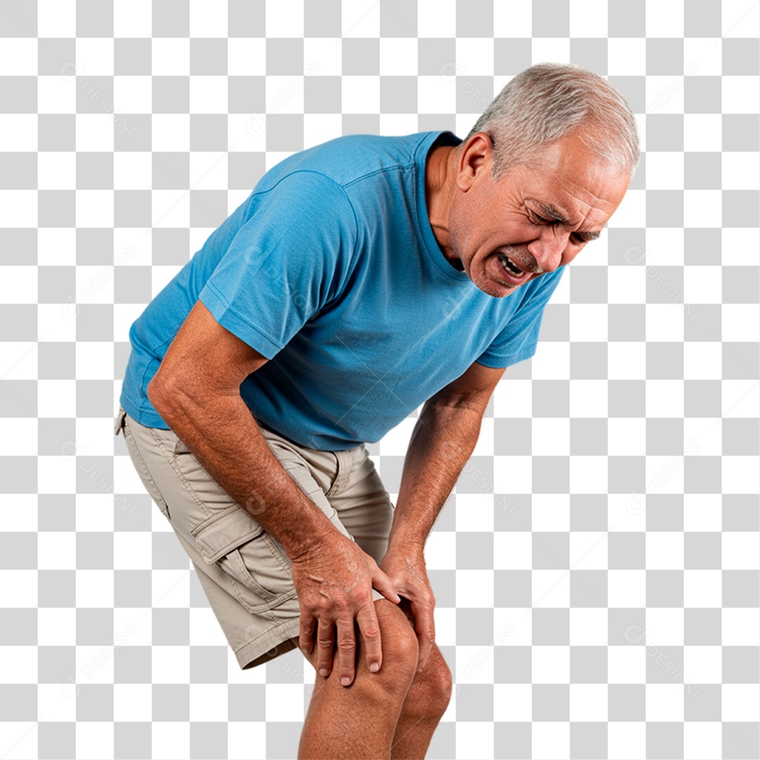 Homem Idoso com Dor no Joelho PNG Transparente