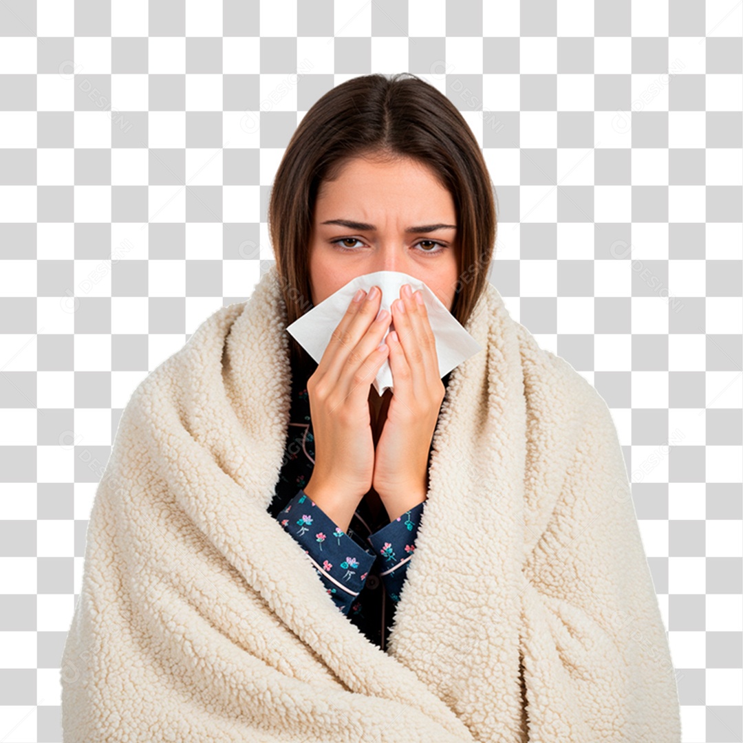 Mulher com Gripe PNG Transparente