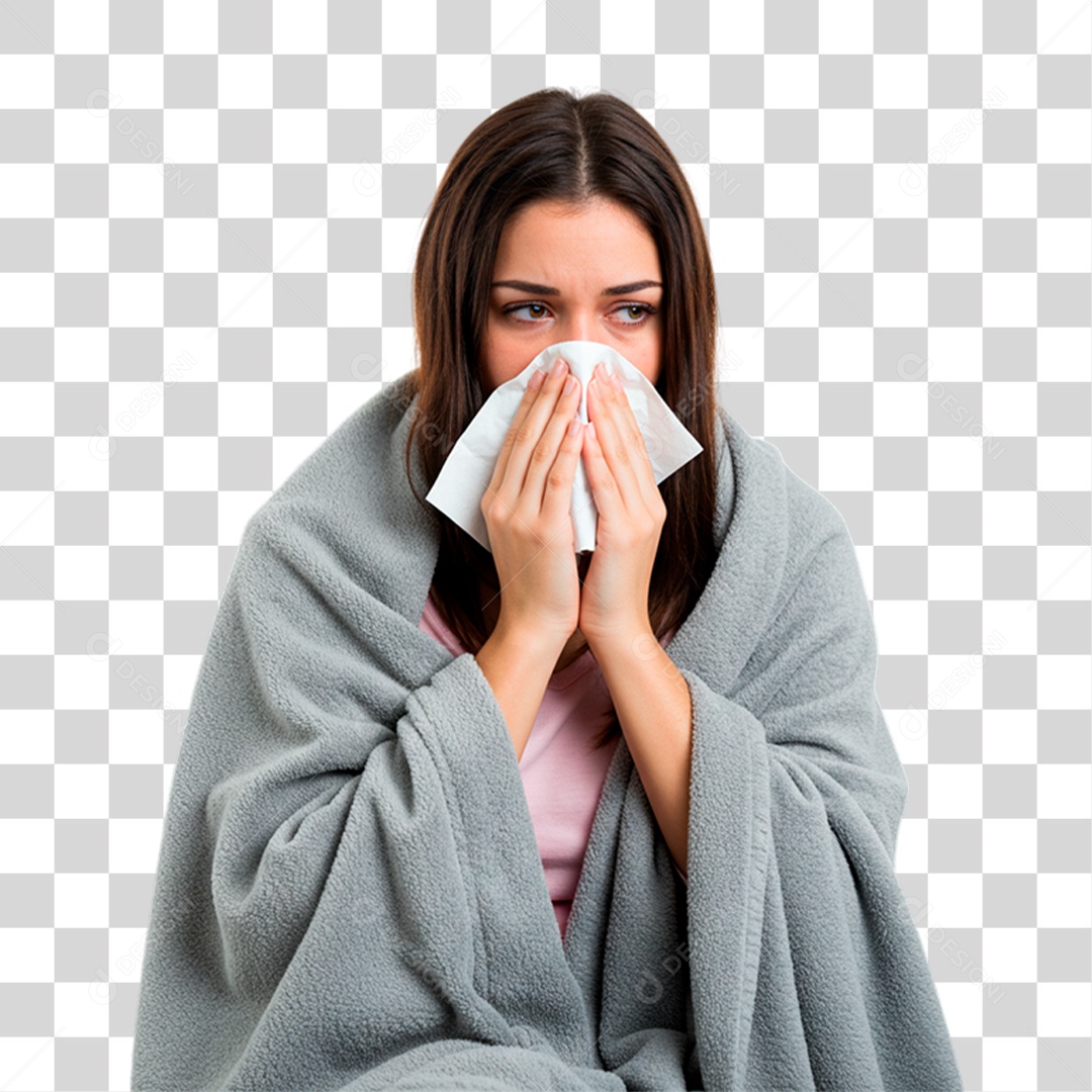 Mulher com Gripe PNG Transparente