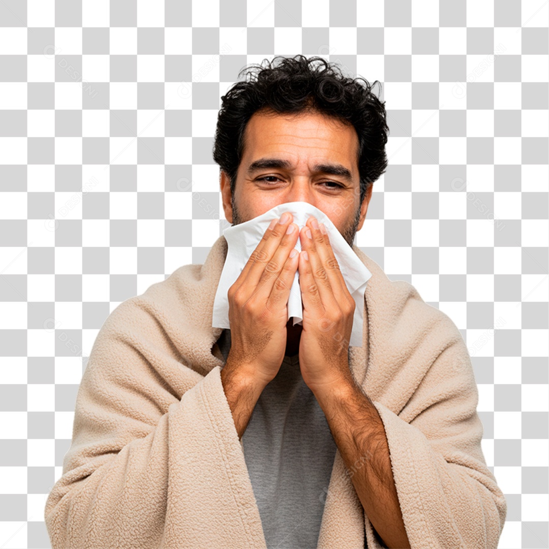 Homem com Gripe PNG Transparente