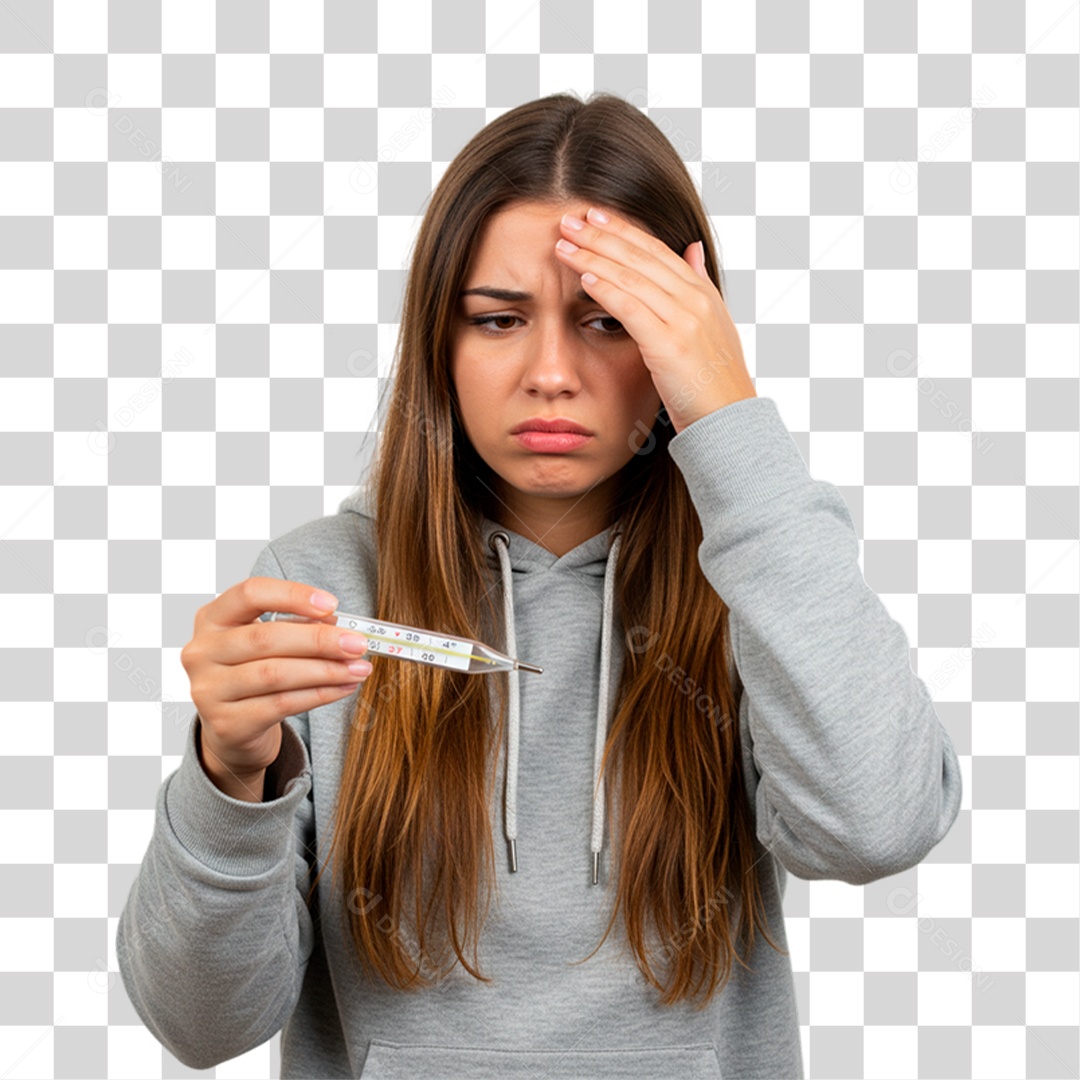 Mulher com Termômetro PNG Transparente