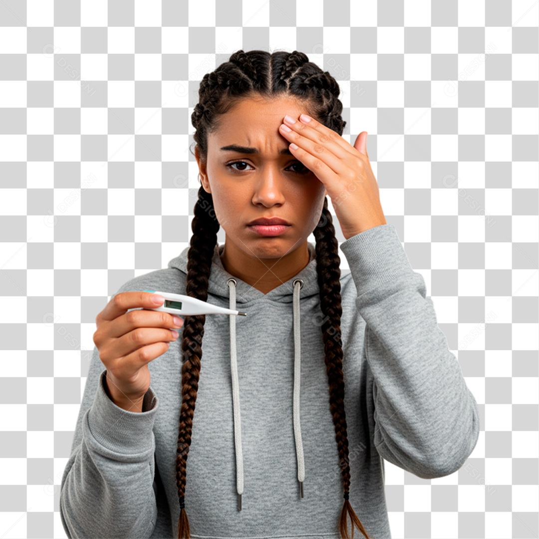 Mulher com Termômetro PNG Transparente