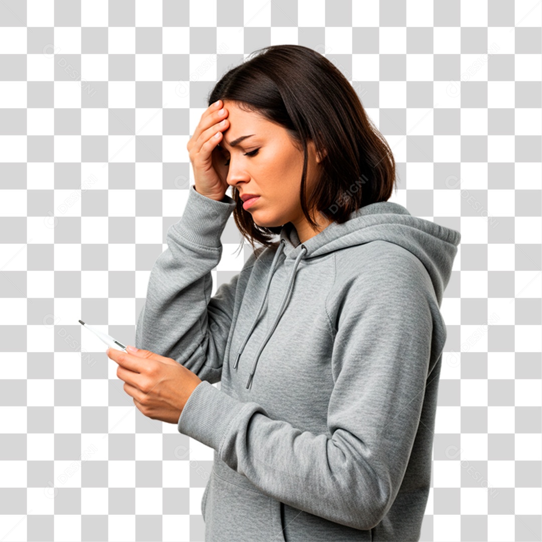 Mulher com Termômetro PNG Transparente