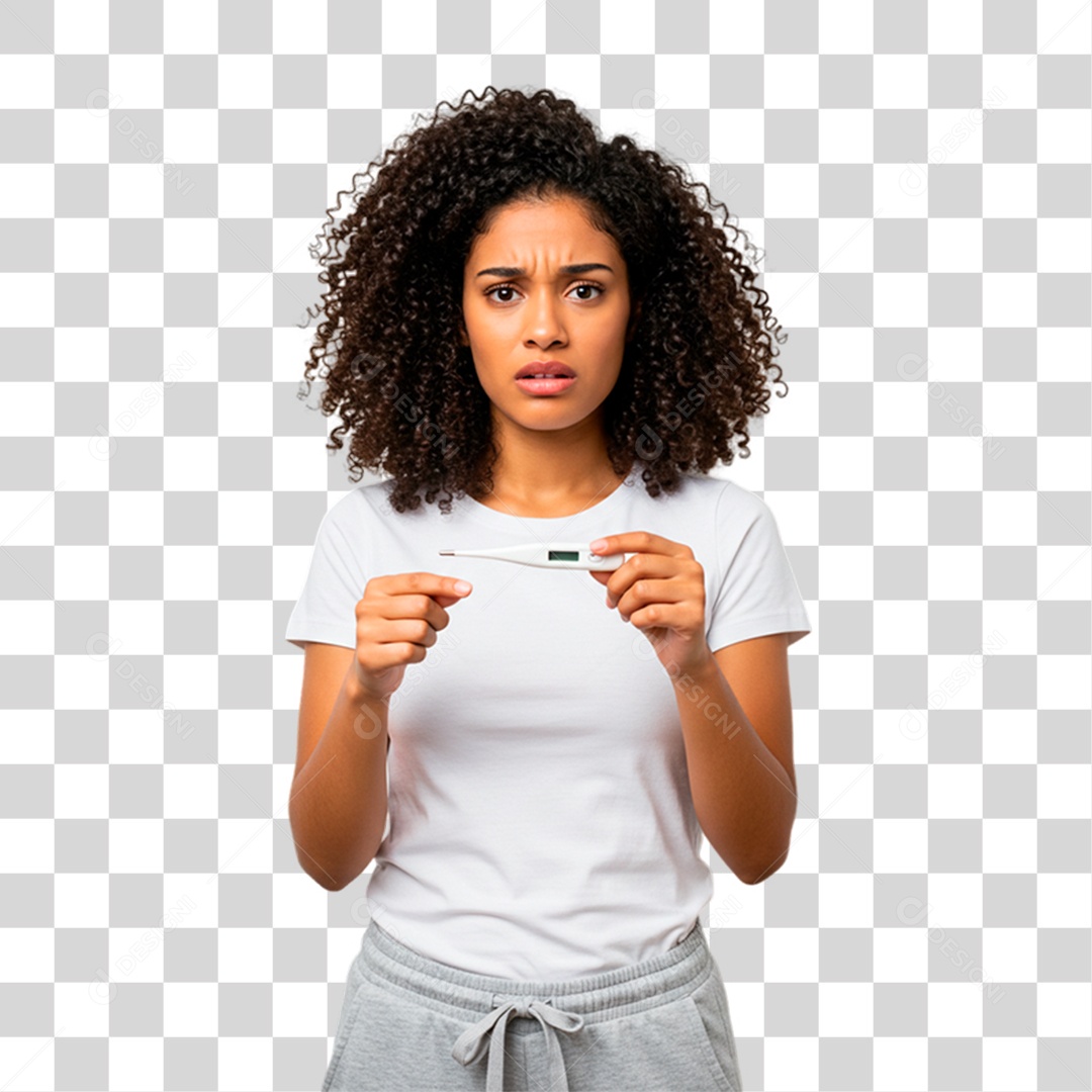 Mulher com Termômetro PNG Transparente