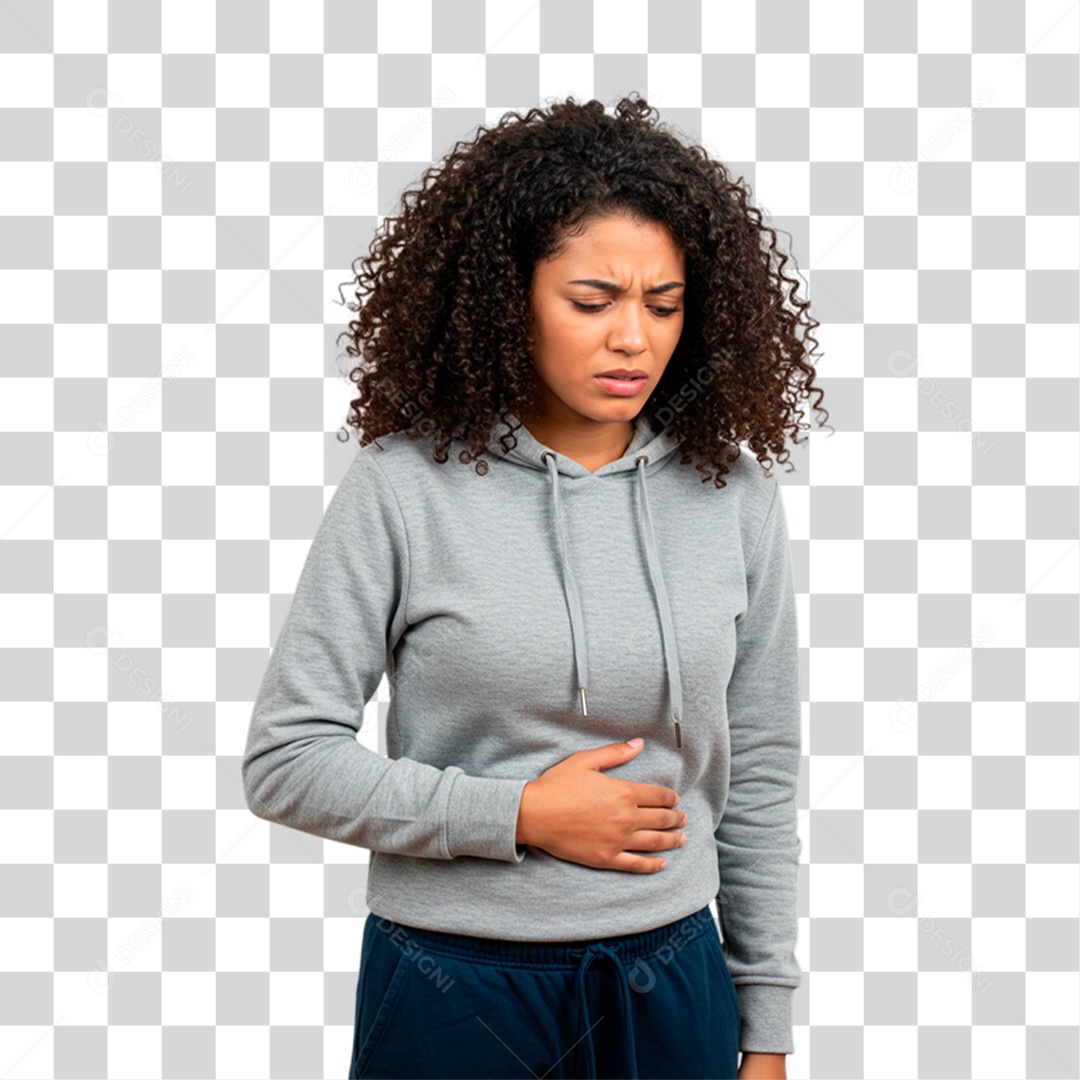 Mulher com Dor na Barriga PNG Transparente
