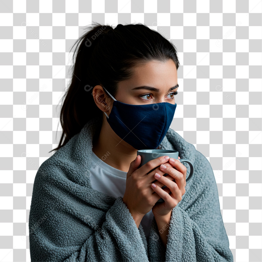 Mulher com Febre PNG Transparente