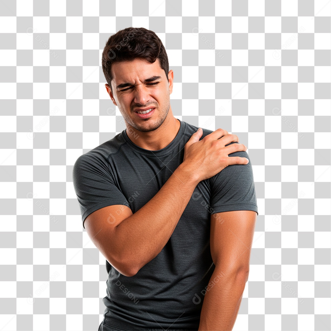 Homem com Dor no Ombro PNG Transparente