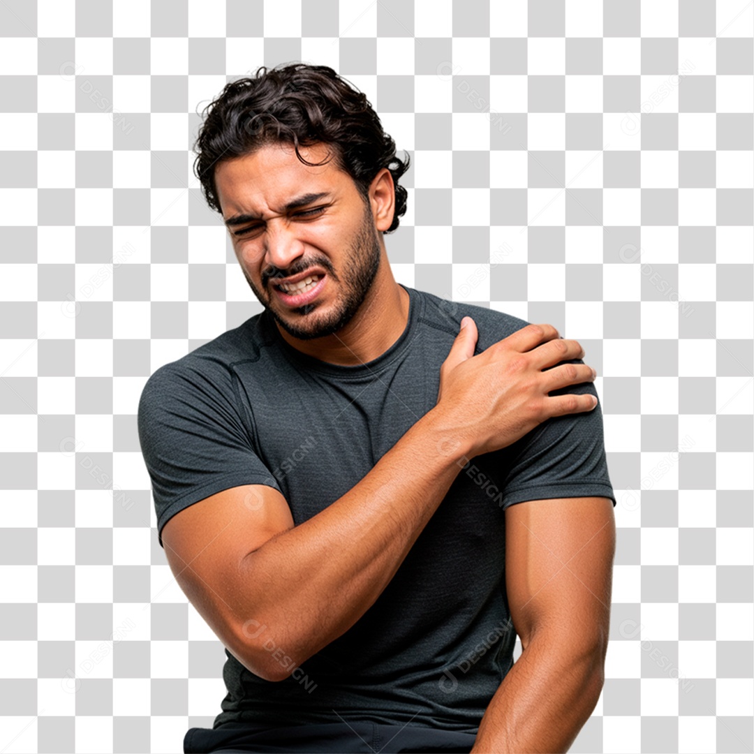 Homem com Dor no Ombro PNG Transparente