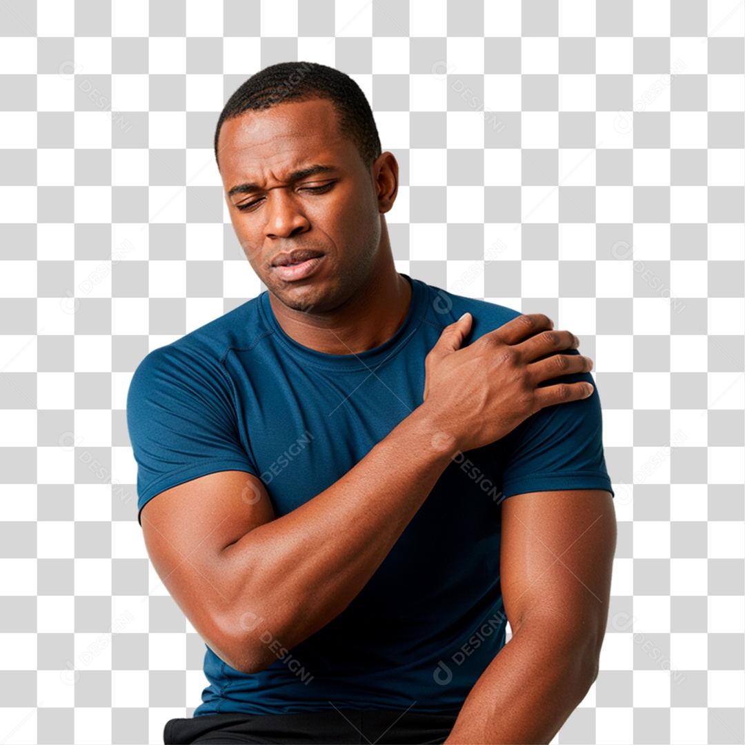 Homem com Dor no Ombro PNG Transparente