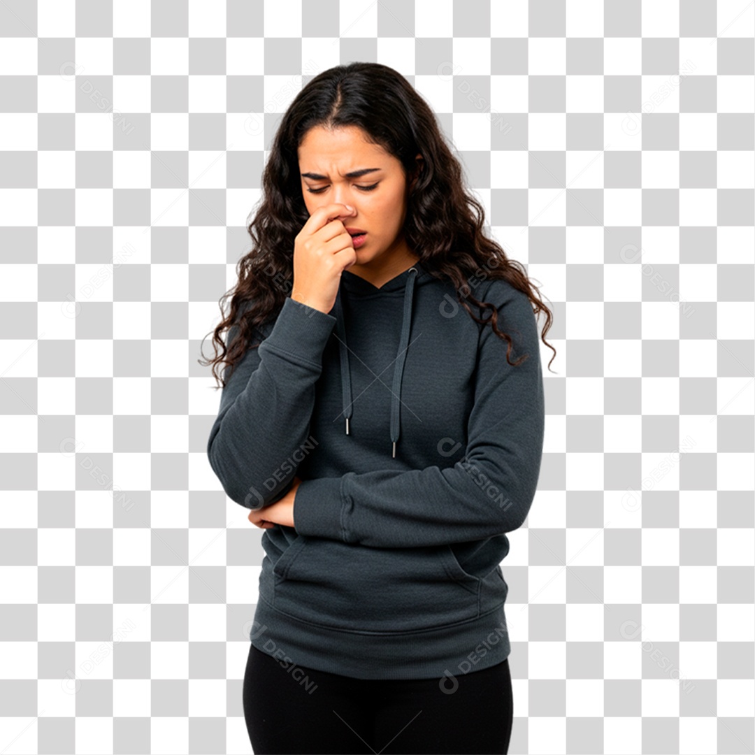 Mulher com Rinite PNG Transparente