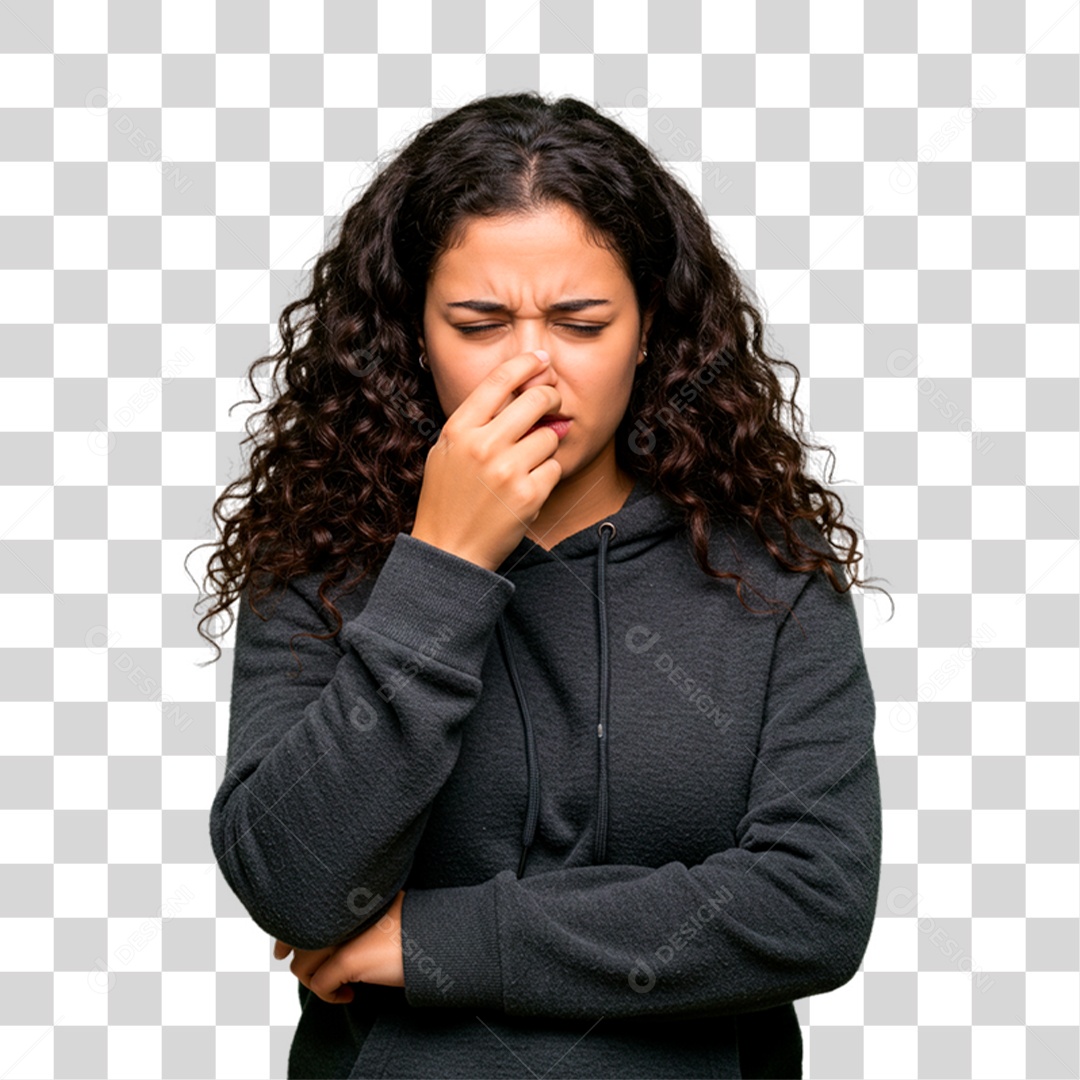 Mulher com Rinite PNG Transparente