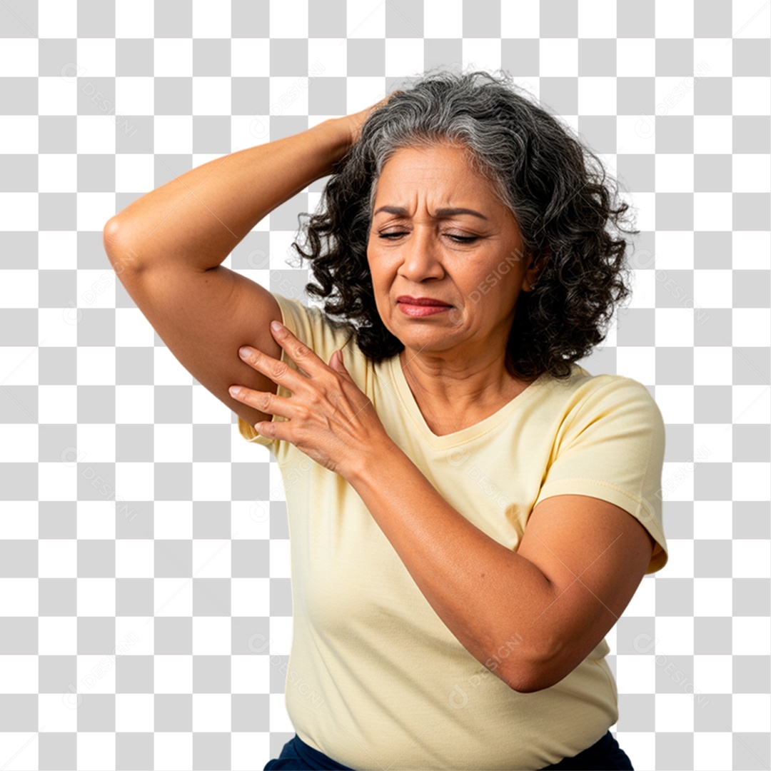 Mulher Idosa com Dor nas Juntas PNG Transparente