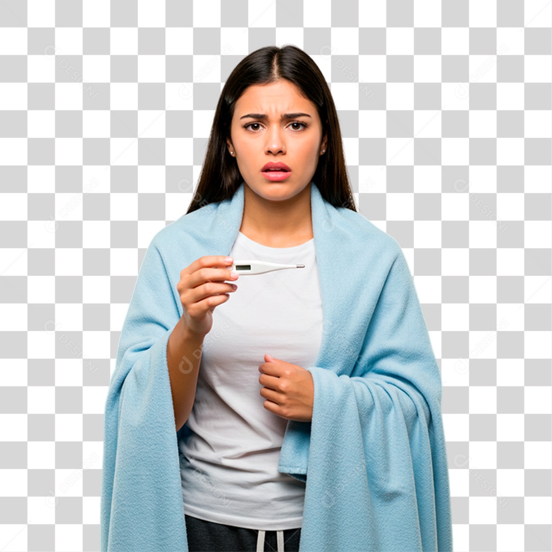 Mulher com Termômetro PNG Transparente
