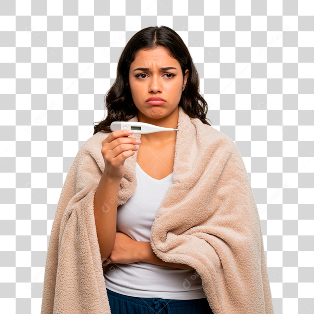 Mulher com Termômetro PNG Transparente
