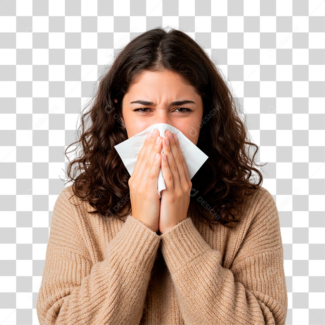 Mulher com Gripe PNG Transparente