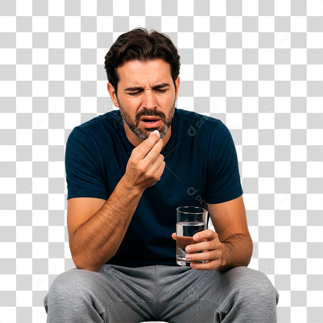 Homem Tomando Remédio PNG Transparente