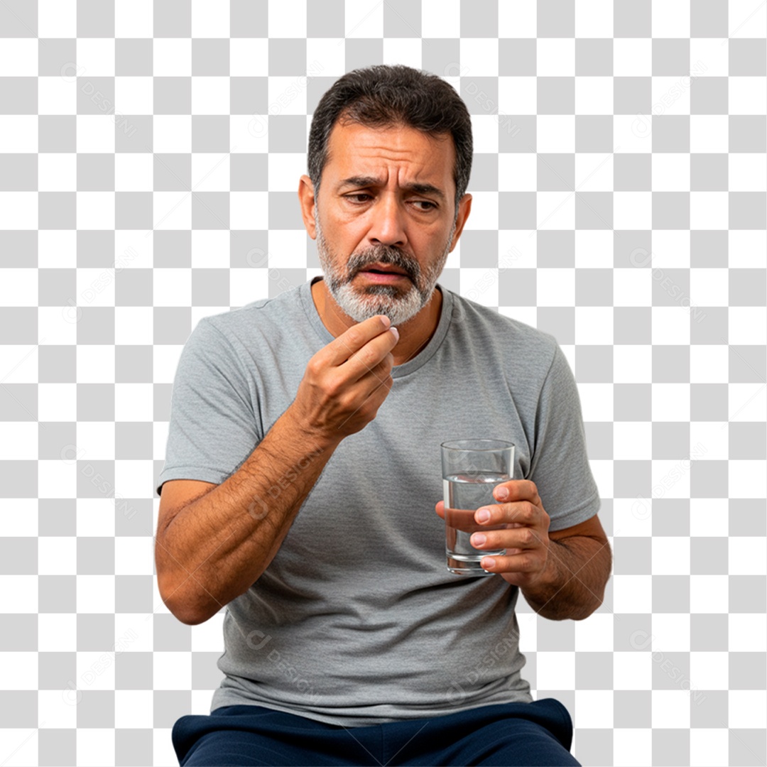 Homem Tomando Remédio PNG Transparente