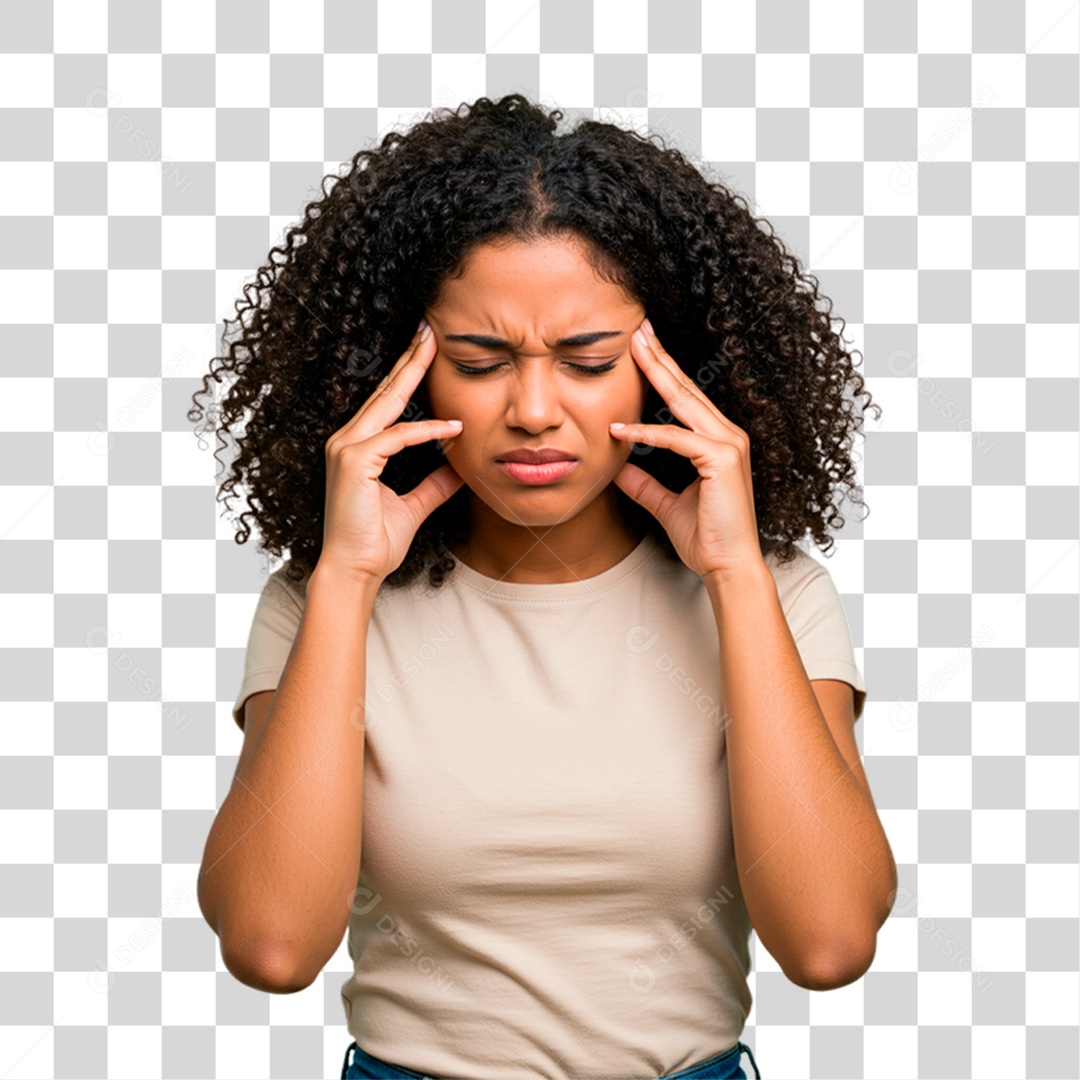 Mulher com Dor de Cabeça PNG Transparente