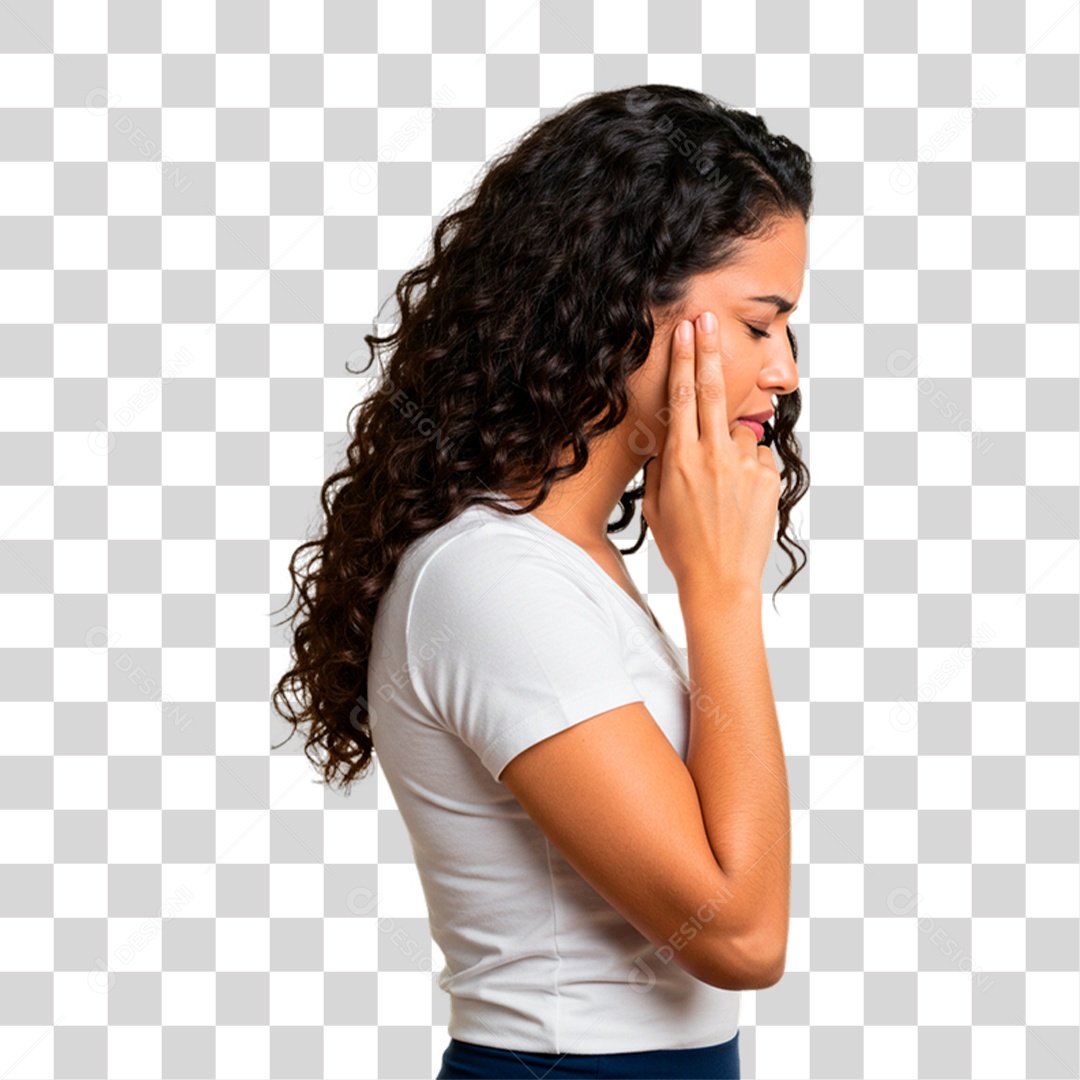 Mulher com Dor de Cabeça PNG Transparente
