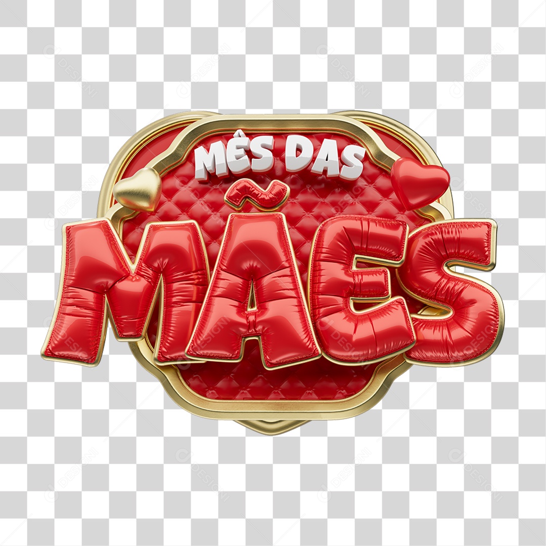 Selo 3D Mês das Mães PNG Transparente