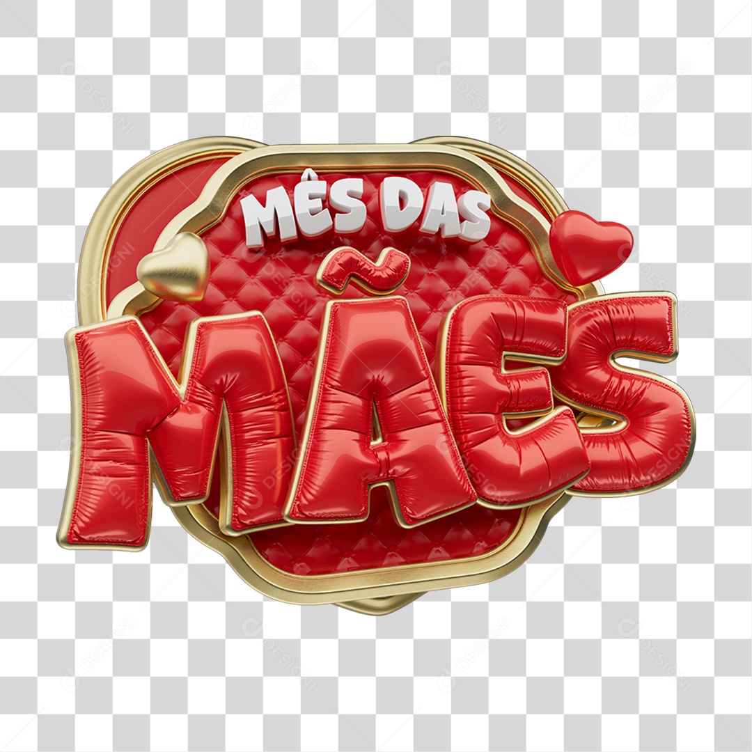 Selo 3D Mês das Mães PNG Transparente
