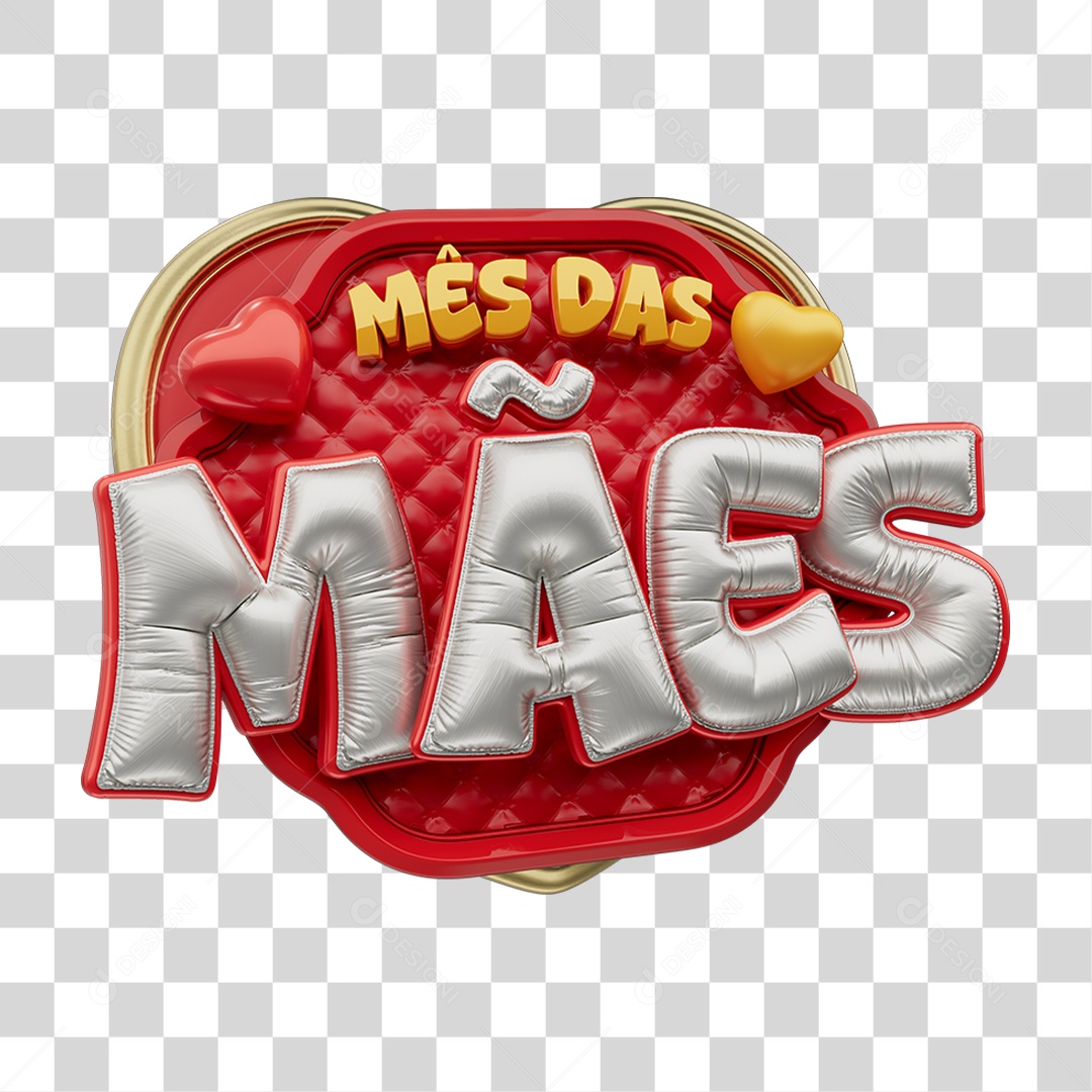 Selo 3D Mês das Mães PNG Transparente