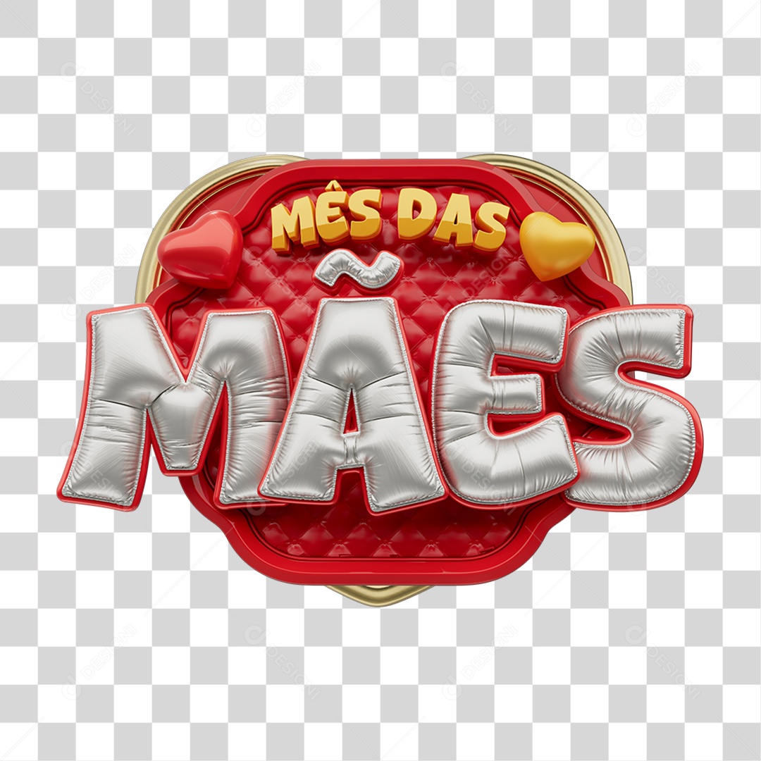 Selo 3D Mês das Mães PNG Transparente