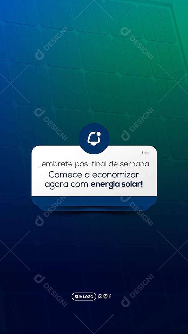 Story Energia Solar Lembrete Social Media PSD Editável