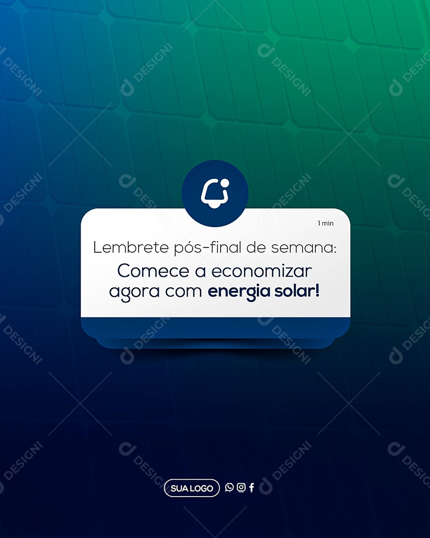 Energia Solar Lembrete Social Media PSD Editável