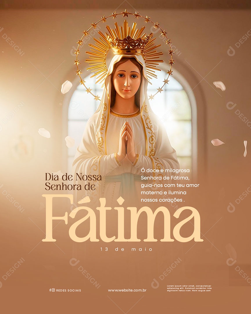Dia de Nossa Senhora de Fátima 13 de Maio Social Media PSD Editável