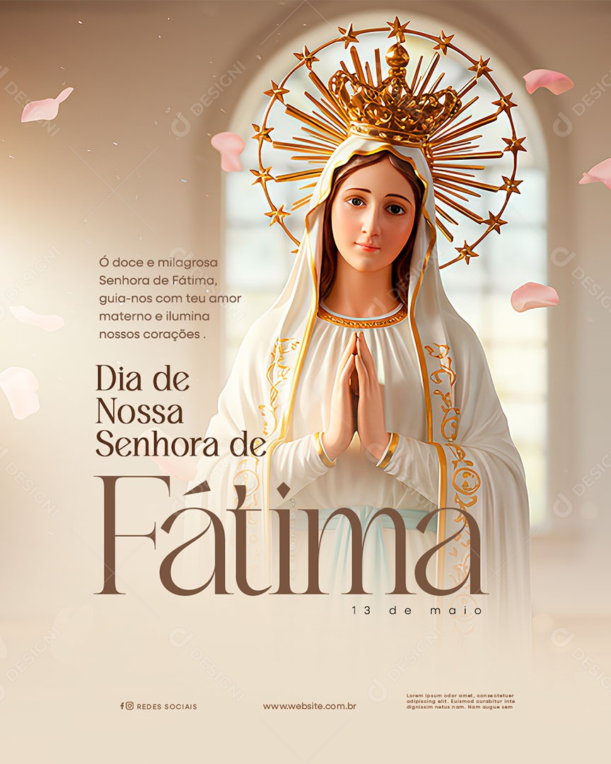 Dia de Nossa Senhora de Fátima 13 de Maio Social Media PSD Editável