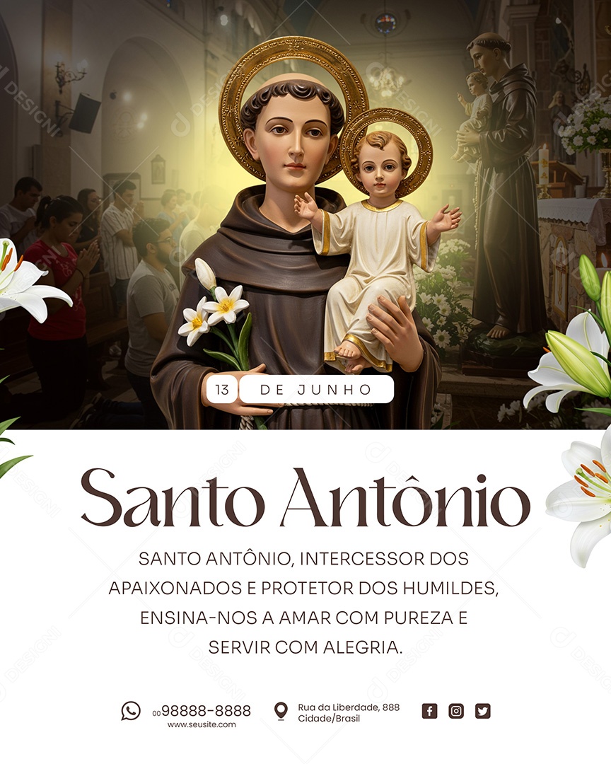 13 de Junho Dia do Santo Antônio Social Media PSD Editável