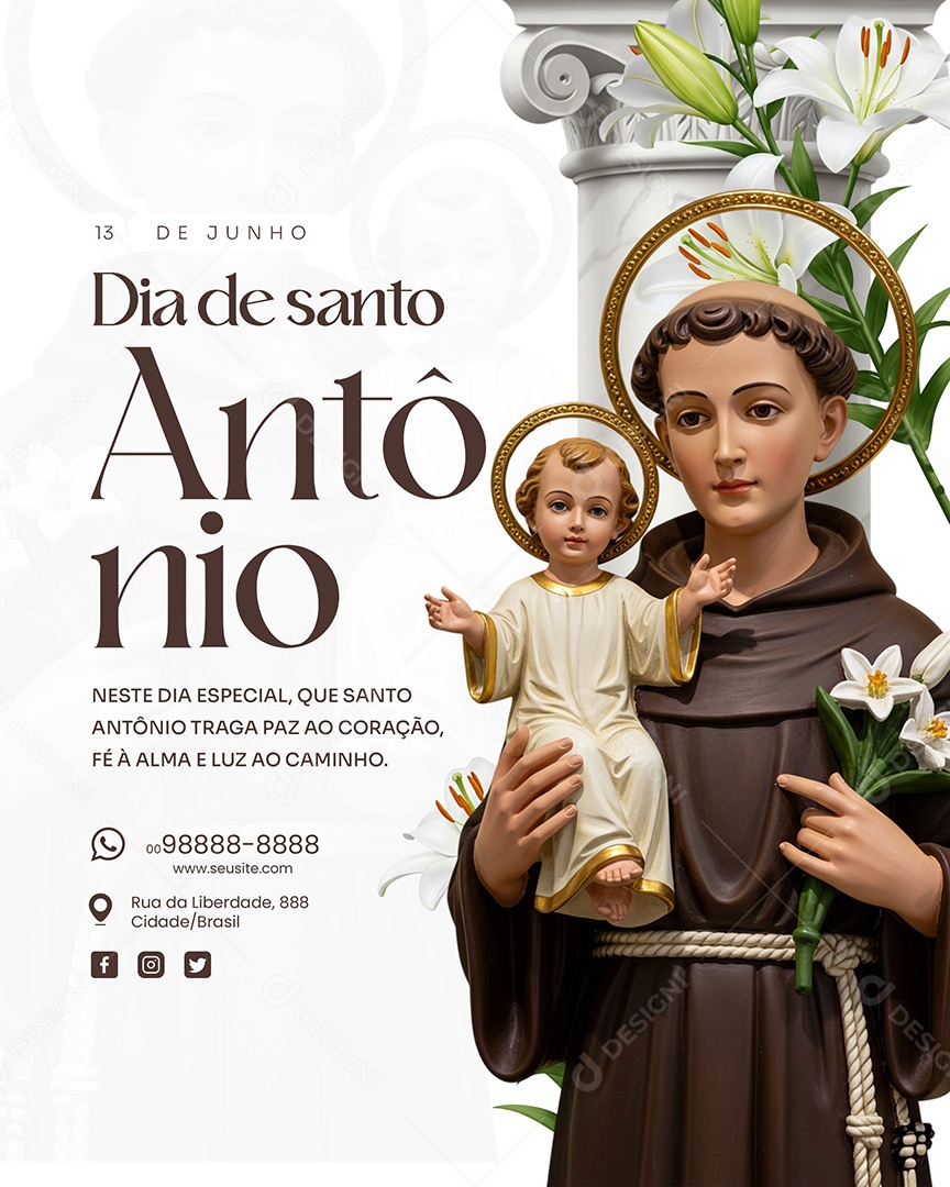 13 de Junho Dia do Santo Antônio Social Media PSD Editável