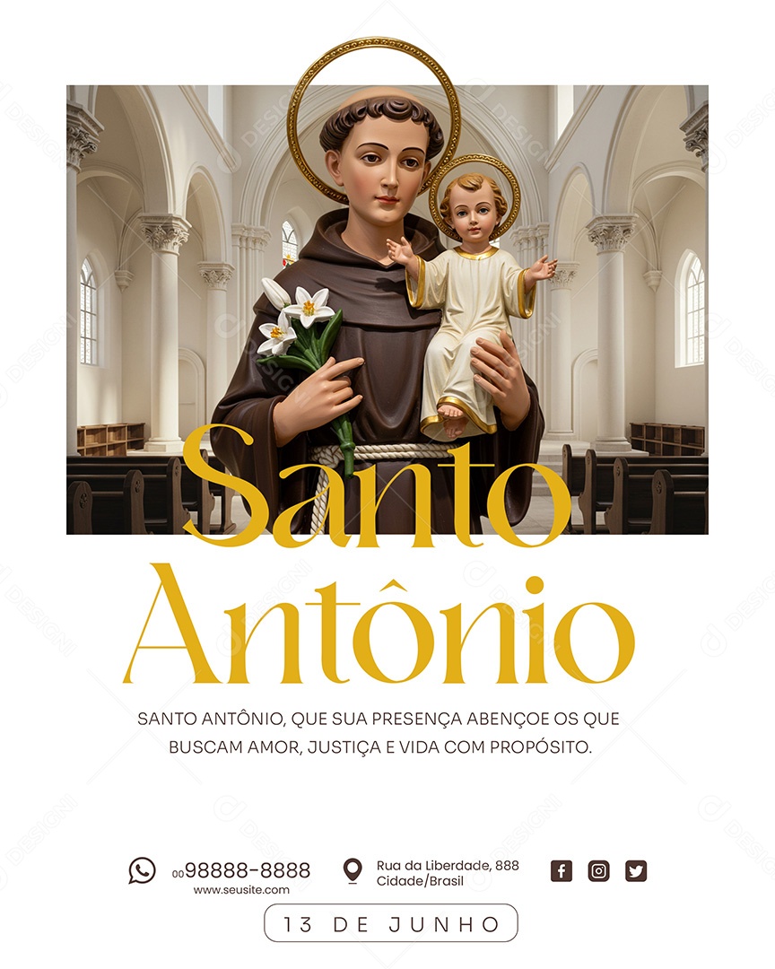 13 de Junho Dia do Santo Antônio Social Media PSD Editável