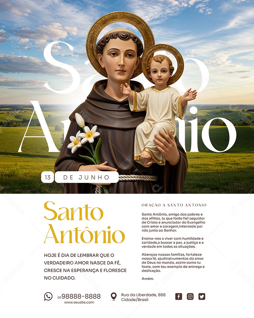 13 de Junho Dia do Santo Antônio Social Media PSD Editável