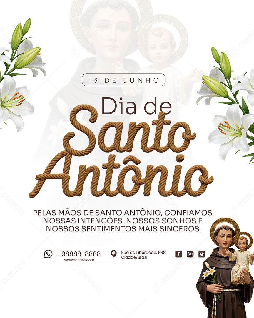 13 de Junho Dia do Santo Antônio Social Media PSD Editável